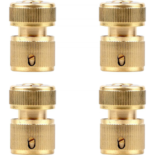 4PCS Solid Brass Garden Hose Pipe Fitting for Garden Kitchen Faucet, 1/2' Quick Connectors