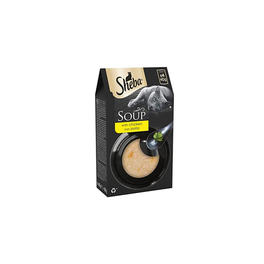 Sheba Classics Cat Food Wet - SOUP Cat Pouches with Chicken Fillets, 4x40g