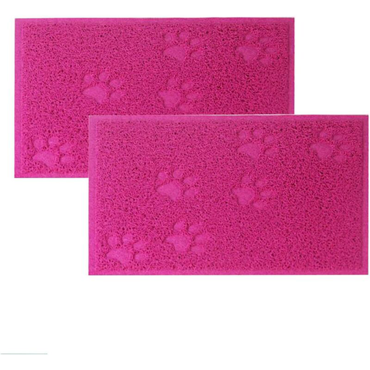 Pet Food Mat Bowl Feeding Mat for Cat Dog 40x30cm, Rose, 2 Pack