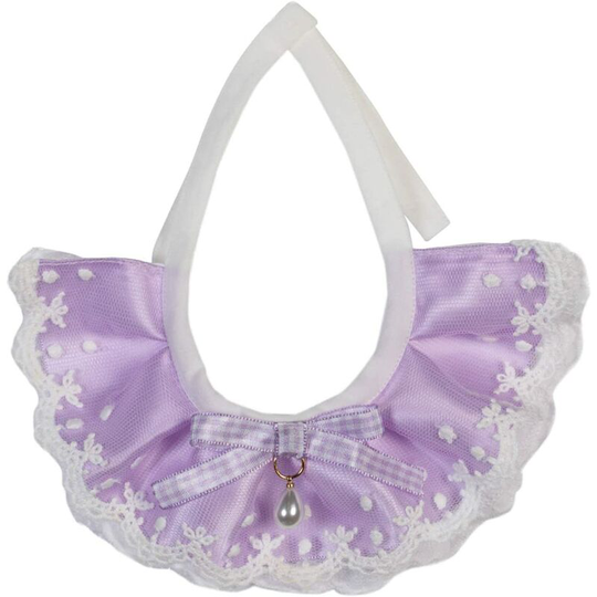 2PCS Dog Cat Collar Water Drop Pearl Bow Lace Pet Bib Cute Scarfs Necklace Neck Strap for Pet Costume Supplies Purple