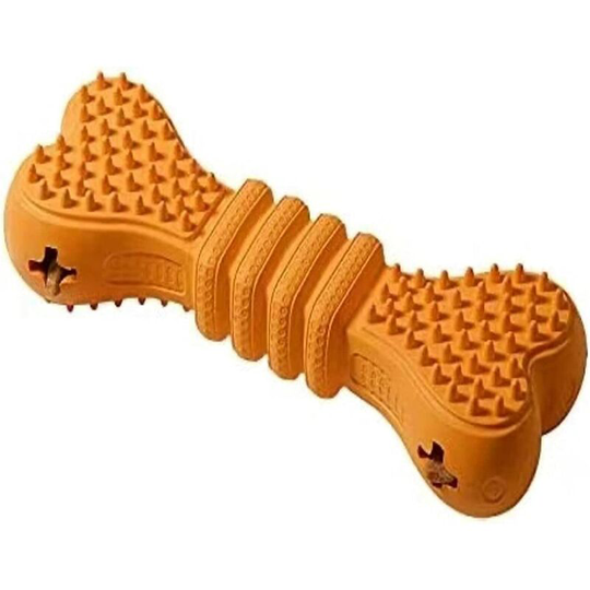 Dog Chew Toys for Aggressive Chewers, 100% Natural Rubber Material Dog Toys for Cleaning Teeth and Food Dispenser, Medium Large Breed (Orange)