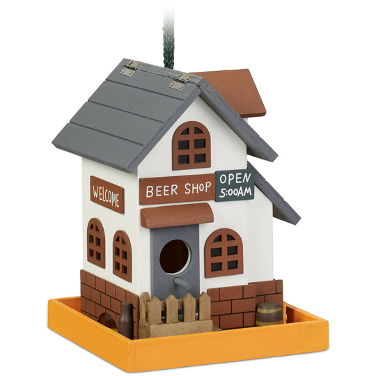 Decorative Bird House, Folding Roof, h x w x d: 23 x 18 x 18 cm, Wood, Colourful - Relaxdays