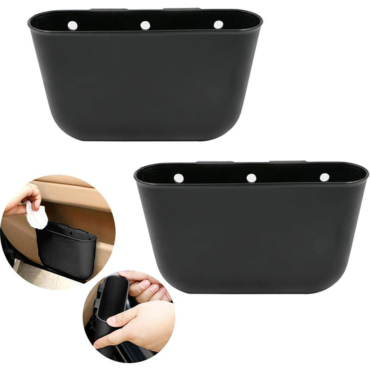 Car Trash Bag Rubbish Bin, Hanging Car Oriser, Mini Litter Container, Car Storage Box, Water Resistant Car Bin, Auto Trash Bag, 2-Pack Black
