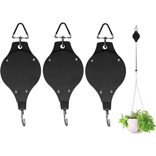 Plant Pulley Retractable Heavy Duty Easy Reach Plant Pulley Adjustable Hanging Flower Basket Hook Hanger for Garden Baskets Pots and Birds Feeder