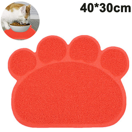Pvc Pet Dog Cat Puppy Kitten Dish Bowl Food Water Placemat Mat Paw Shape, red
