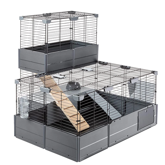 Two-Floor Modular Cage For Rabbits Guinea Pigs MULTIPLA DOUBLE, In Metal Mesh And Recycled Plastic, With Accessories