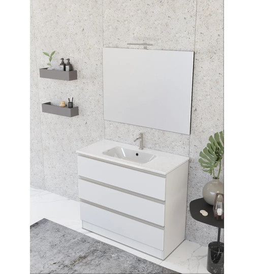 Vanity Unit 3 Drawers With Integrated Washbasin, Mirror And Spotlight
