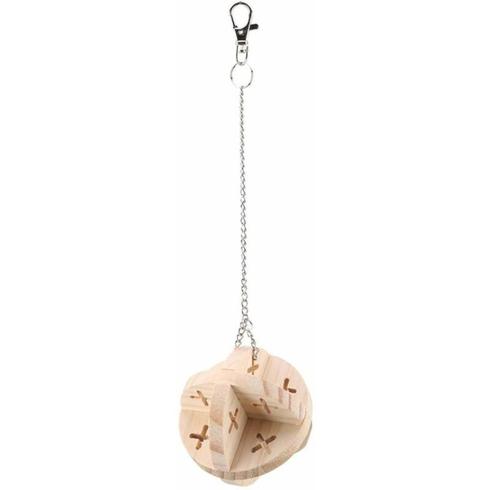 Hamster Ball Toy, Small Animals Hamster Chinchilla Rabbit Wood Ball Toy Funny Pet Hanging Toy Cage Toys