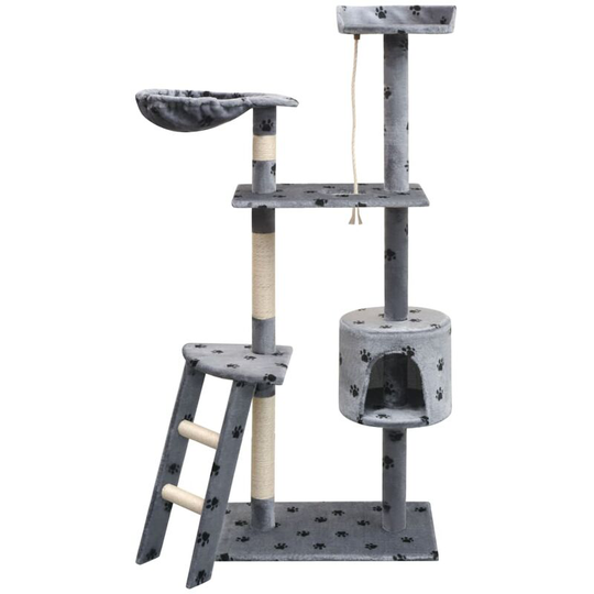 Cat Tree with Sisal Scratching Posts 150 cm Paw Prints Grey Vidaxl Grey