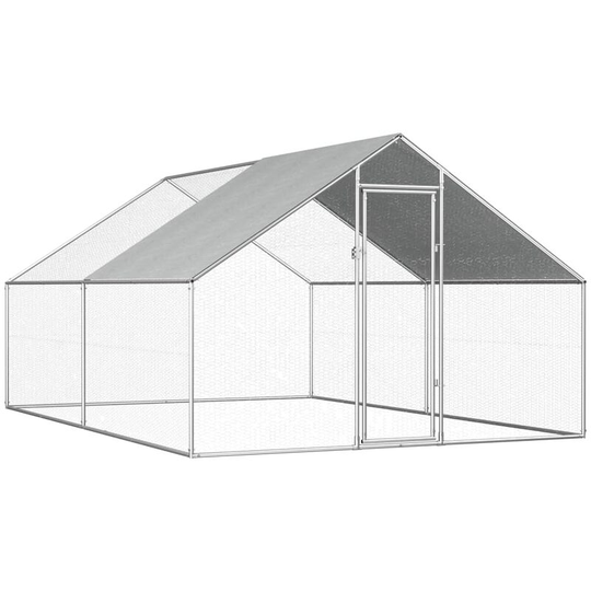 Topdeal - Outdoor Chicken Cage 2.75x4x2 m Galvanised Steel VDTD07326