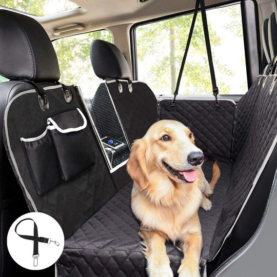 100% Waterproof Dog Seat Cover, Protective Rear Seat Cover with Viewing Window, Rear Seat Protector Cover for Car and suv (146 x 136cm, Black)