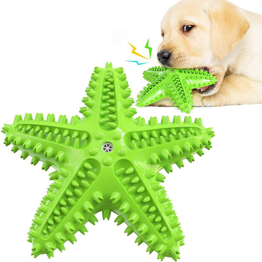 Echoo - horsemen Dog Chew Toy Squeaky, Durable Natural Rubber Dog Teeth Cleaning Toothbrush for All Aggressive Chewers Small/Medium/Large Dogs Puppy