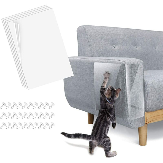 Readcly - Furniture Protectors Set of 4 Cat Scratching Post Mat, Sofa Armchair Furniture Protector Anti-Claw Self-Adhesive with Pins Pins 45 * 30cm /
