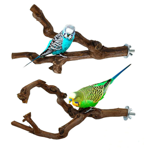 Sun Flowergb - Set of 2 Natural Wood Perches for Birds, Wild Grape Wood Perches for Birdcage, Standing Climbing, Bird Cage Accessories for Parakeets,