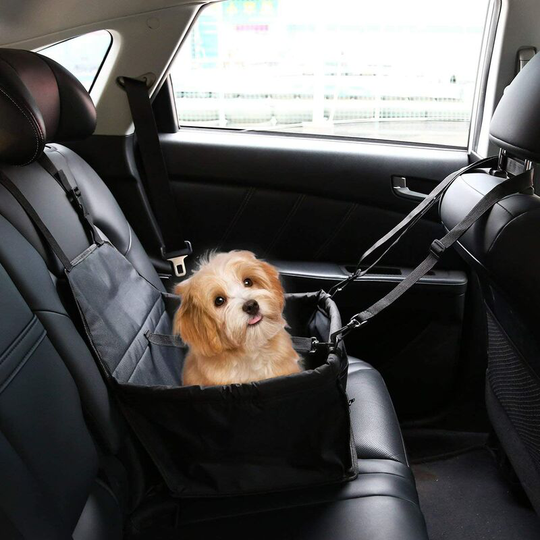 Perle Rare - Car Booster Seat for Dog or Cat, Waterproof Oxford Cloth Booster Cover with Puppy Travel Harness (Black)