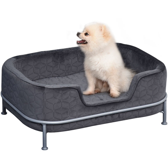 Dog Sofa Pet Couch w/ Removable Soft Cushion for Small Sized Dogs - Grey - Grey - Pawhut