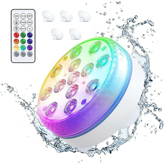 Ilovemilan - Hot Tub Lights, Submersible Led Lights With Remote Control, Underwater Bath Lights Battery-operated With Magnets And Suction Cups, 16