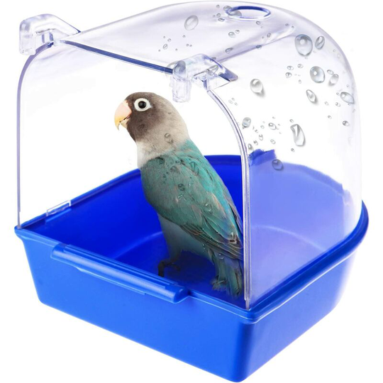 Transparent Hanging Bird Bath, Plastic Shower Cage Cleaning For Cuckoo Parrot And Small Birds