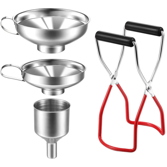 Stainless Steel Funnel, Kitchen Jam Funnel, with Mason Jar Elevator Strainer for Decanting Spices, Liquids, Beans, Jam