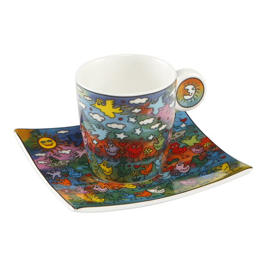 Up Down and Fly Around Bone China Espresso Cup and Saucer
