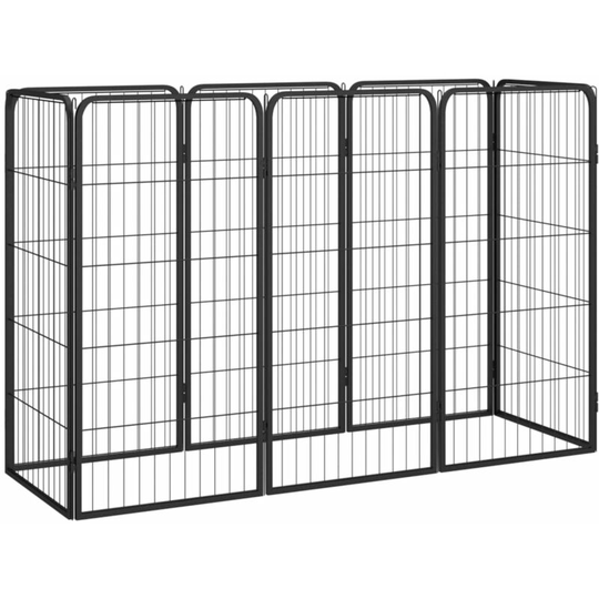 8-Panel Dog Playpen Black 50x100 cm Powder-coated Steel Vidaxl Black