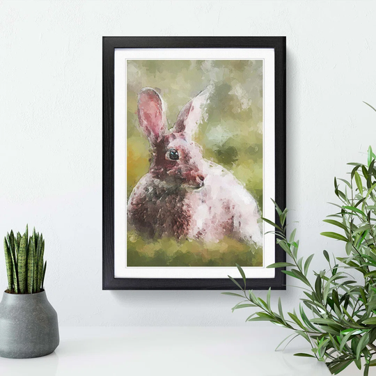 Rabbit in a Green Field in Abstract - Picture Frame Graphic Art Print