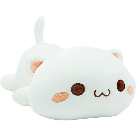 Cute Kitten Plush Toy Stuffed Animal Pet Kitty Soft Anime Cat Plush Pillow for Kids (White A, 12")