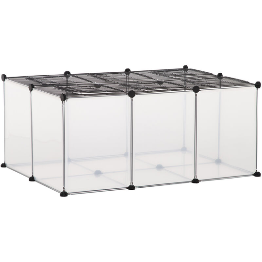 Diy Pet Playpen 22 Panels Small Animal Cage for Guinea Pigs Clear - Clear - Pawhut