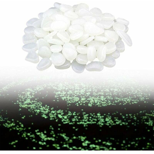 Echoo - 100 Pieces Luminous Stones Colorful Pebbles Dark Pebble Luminous Glow for Aquarium Garden Corridor Decoration White