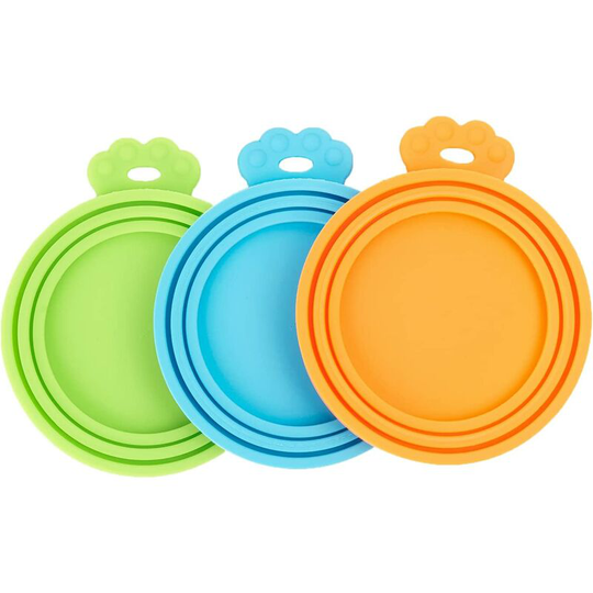 Silicone Can Lids for Pets, Food Can Covers for Dogs and Cats, Universal Sizes, 1 for 3 Standard Size Food Cans, bpa Free (Orange + Blue + Green)