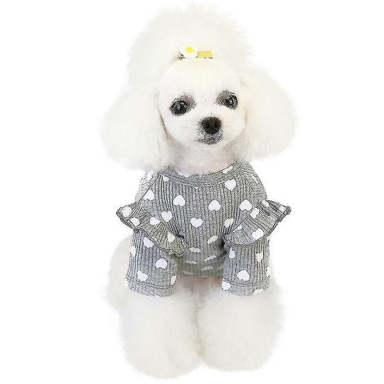 Deckon - Pet Clothes Autumn Winter Winter Pet Clothes Love Bottoming Shirt - Gray s