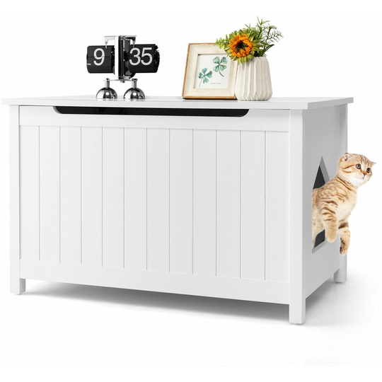 Large Cat Litter Box Enclosure Flip-Top Hidden Cat Washroom Cat House with Hooks