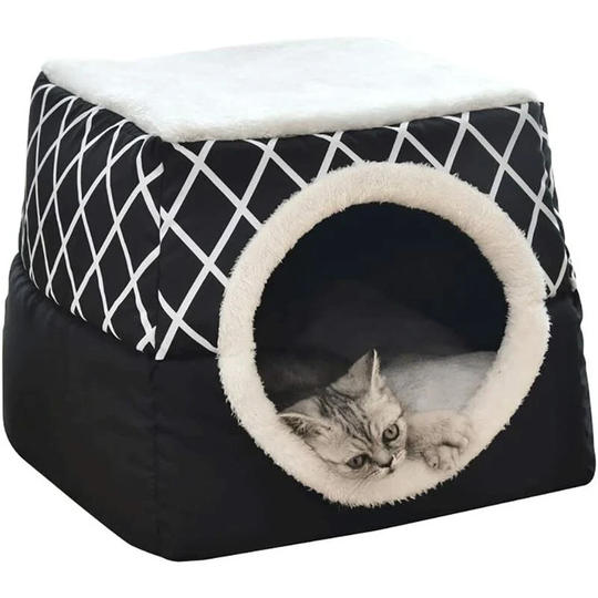 Cat House Cat Basket Cat Dog House with Removable Cushion Cat Basket Cat House Cat Nest 35x33x30cm Black