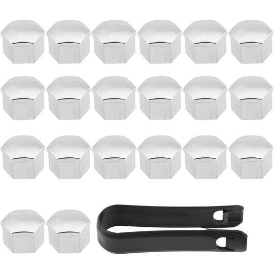 20pcs Wheel Rim Nut, Screw Cap Covers Universal Hexagonal Protection Covers Tire Hub Shell 17mm Lug Covers Silver with Clamp