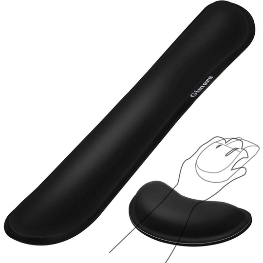 Joorrt - Upgrade Enlarge Gel Memory Foam Set Keyboard Wrist Rest Pad, Mouse Wrist Cushion Support for Office, Computer, Laptop, Mac, Comfortable,