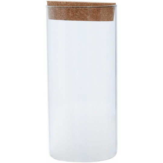 Small Round Clear Glass Jar Large With Renewable Cork Lid For Storage Multipurpose Stylish Lightweight Removable Lid w10 x d10 x h22cm - Premier