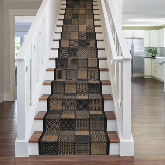 Abrahams Flatweave Black Stair Runner Rug