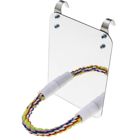 1 Set Acrylic Bird Mirror with Bird Perch Stand for Parrot Parakeet Cockatoo Conure Lovebirds Finch Canaries Cage Birds Toys Thsinde