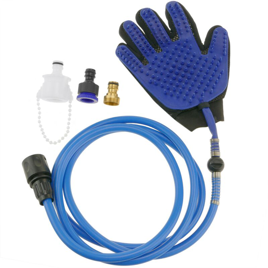 Water cleaning glove for dogs. Manual pet bathing shower with hose and adapters - Primematik