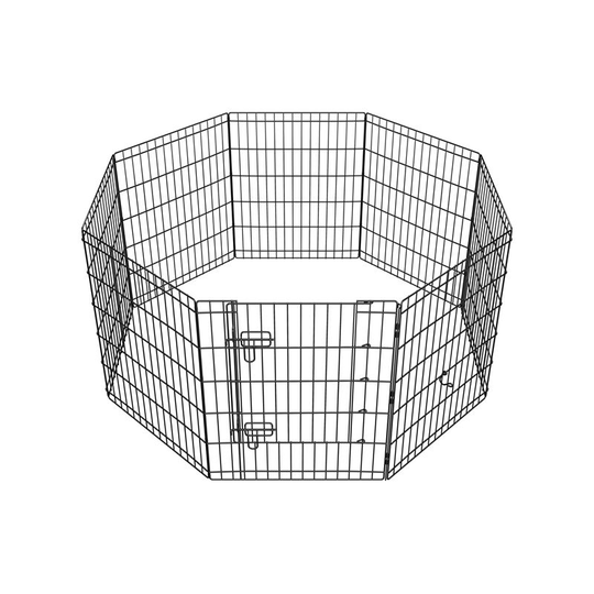 76cm h Foldable Metal Dog Exercise Pen, 8 Panel Pet Playpen, Black - black - Yaheetech