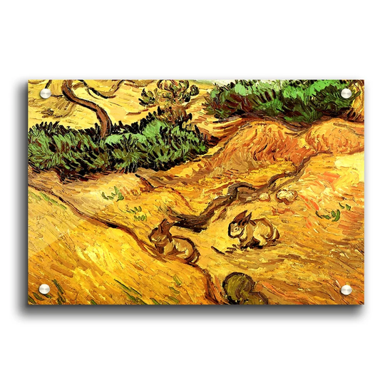 Field with Two Rabbits by Vincent Van Gogh - Unframed Painting Print on Paper