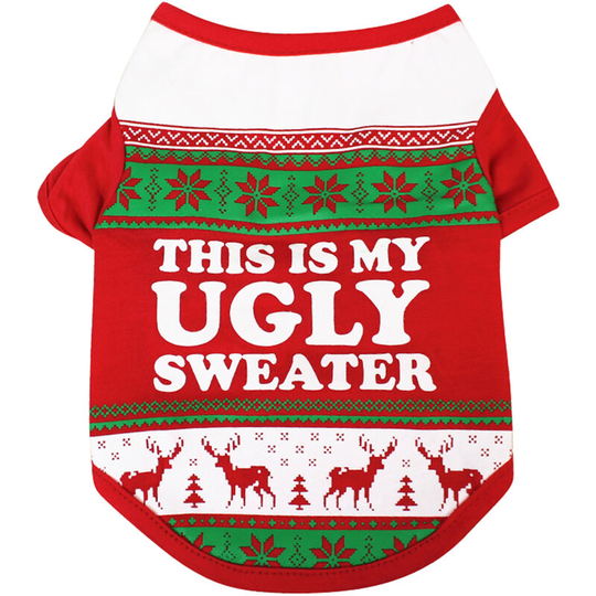 Dog T-Shirt Dog Christmas T-Shirt Pet T-Shirt Dogs Christmas T-Shirt Summer Dog T-Shirt Dog T-Shirt For Christmas Day Pet Dogs Clothing, TPJA020-XL