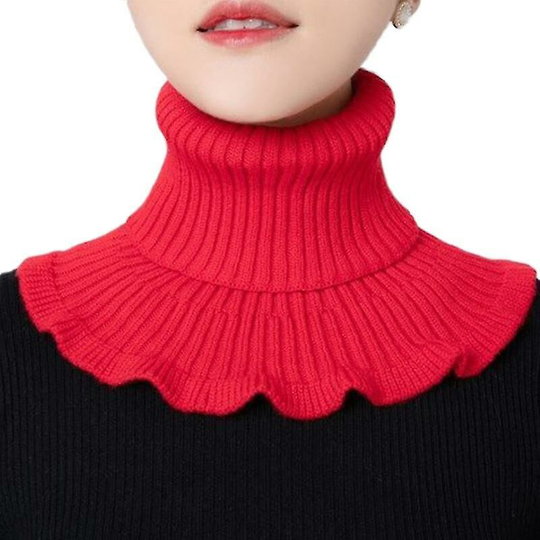 Elastic Fake Collar Detachable Turtleneck False Collars Winter Neck Warmer - Red