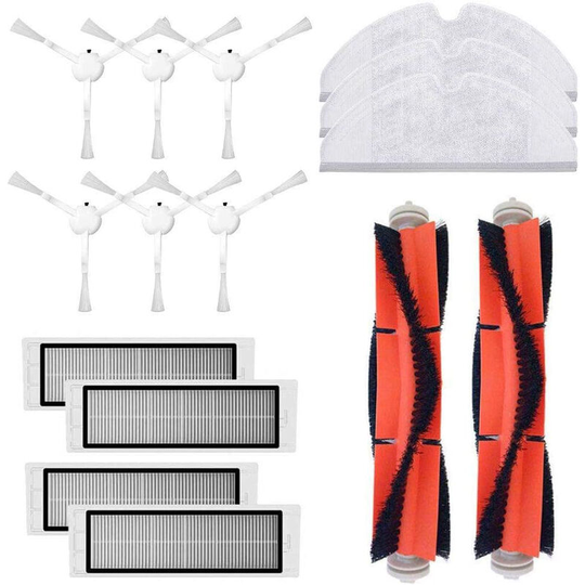 MUFF Accessories for Xiaomi Stone S5 Max S6 MaxV S6 Pure T6 Vacuum Cleaner(2 main brushes, 3 cloths, 6 side brushes, 4 filters)