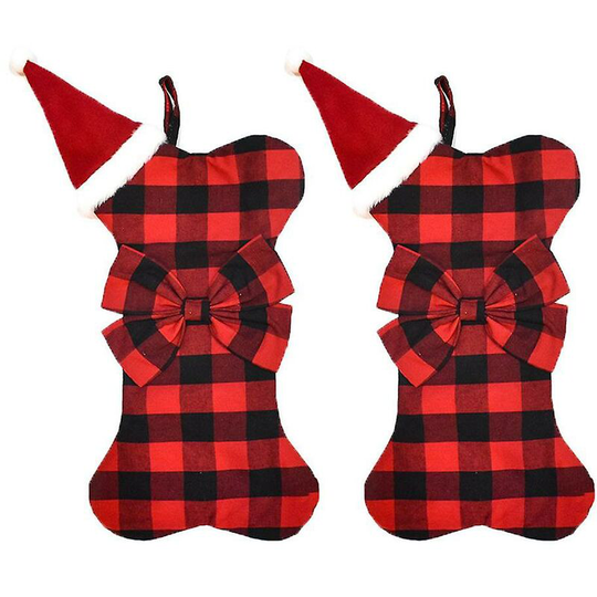 MUFF Pet Dog Christmas Stockings Large Bone Shape Hanging Christmas Stocking