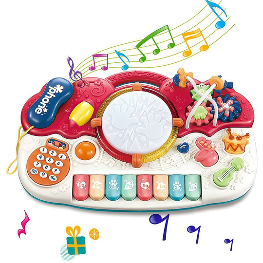 Flkwoh - 5 In 1 Baby Musical Toys For Kidsmulti-function Piano Drum Set Early Development Educational Music Toys Gift For Boys Girls 12 Months Up