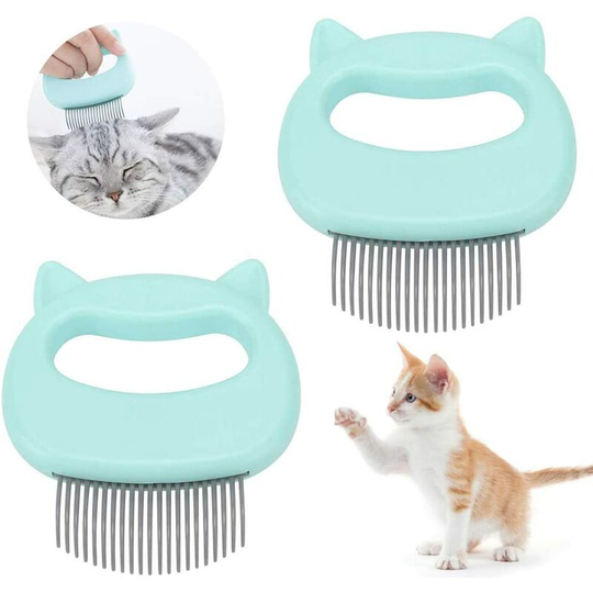 Cat Comb,Cat Brush,Cat Massage Comb,Cat Grooming,Pet Comb and Massage Brush (2 pieces, Green)
