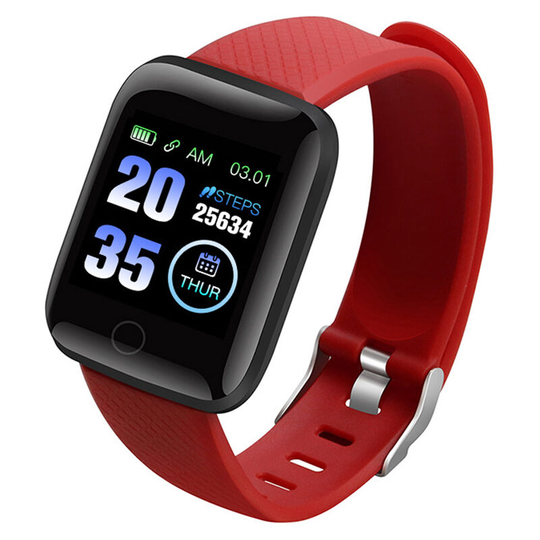 116Plus Sports Bracelet Sports Fitness Wristband Heart Rate Blood Pressure Sleep Monitor Pedometer,Red - Red