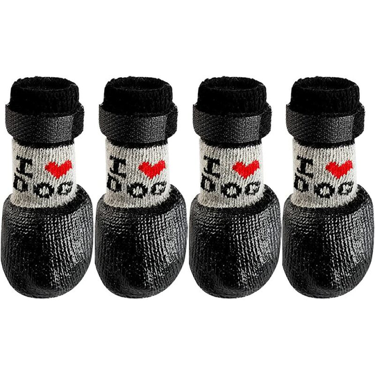 Soekavia - 2 Pairs Waterproof Dog Socks Anti Slip Paw Protector Adjustable Dog Boots Dog Shoes for Small Medium Large Dogs Indoor Outdoor Walking(L)