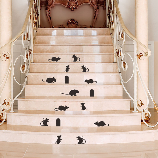 Sun Flowergb - Set of 2 Cartoon Mouse Stair Decals diy Stair Wall Stickers Waterproof Tile Decal Home Decoration Family Stair Decal Wall Decor
